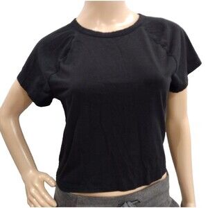 PINK Victoria's Secret Women's Large Black Short Sleeve Crop Top Cropped Shirt